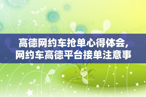 高德网约车抢单心得体会,网约车高德平台接单注意事项