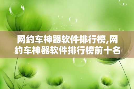 网约车神器软件排行榜,网约车神器软件排行榜前十名